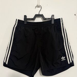Adidas Black Athletic Shorts with White 3-Stripe Trim
